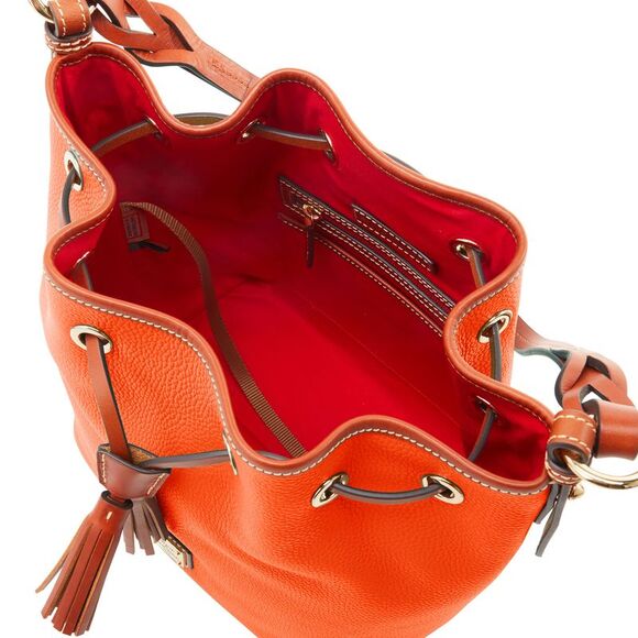 Dooney & Bourke Pebble Grain Tasha Drawstring Shoulder Bag - Clementine - Picture 3 of 4